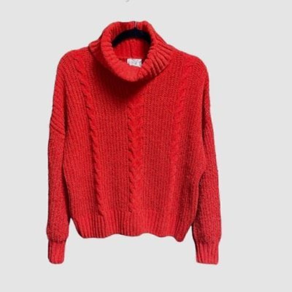Hippie Rose Red Turtleneck Sweater Size Large